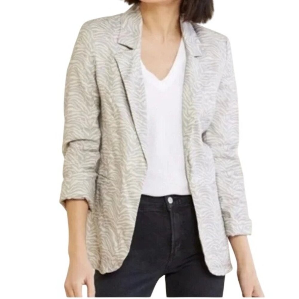 Level 99 Zebra Loretta Blazer Size XS Single Button Animal Print Business Casual